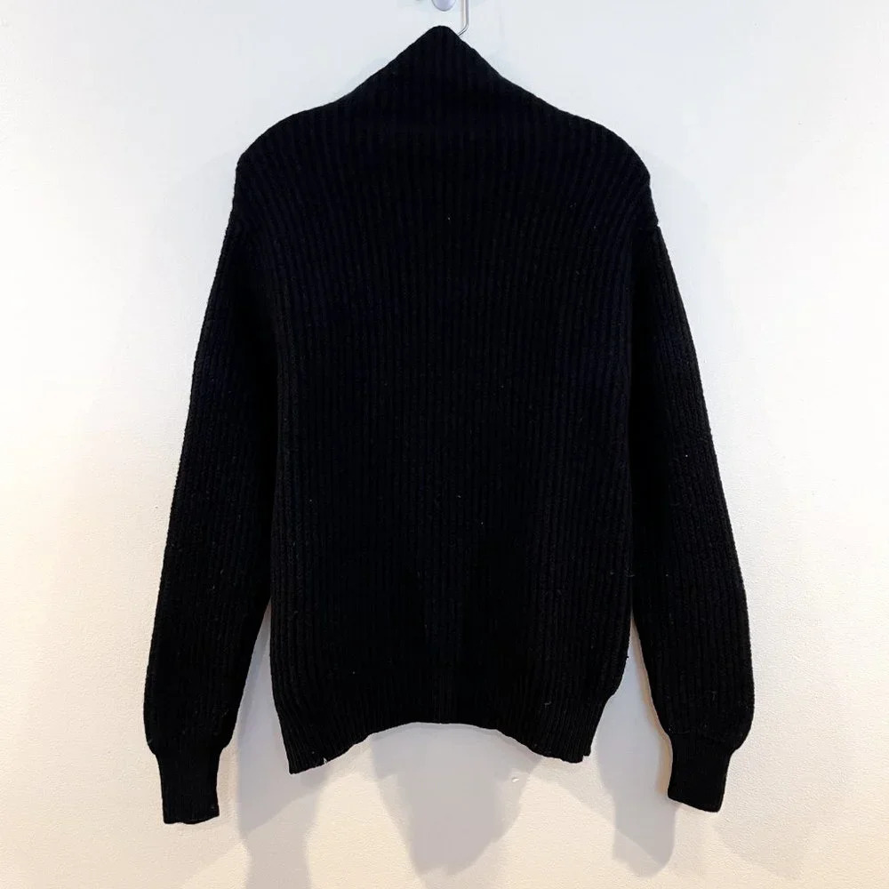 Wilfred 100% Merino Wool Classic Black Turtleneck Ribbed Knit Sweater S FLAWED - Picture 8 of 9